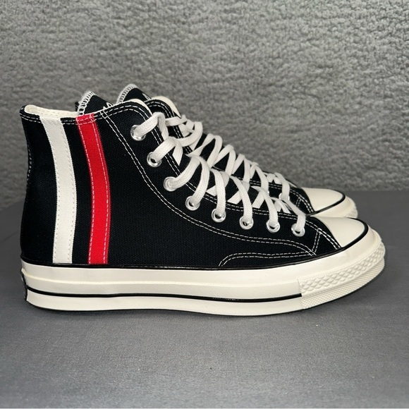 Converse Shoes Mens 8 Black Chuck 70 Archival Stripes High Top Sneakers - Picture 3 of 8